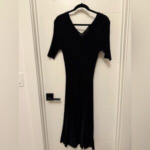 Tahari Black Midi Dress with V-Neck